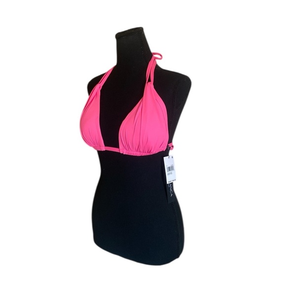 La Blanca Women’s Island Goddess Bright Pink Halter Triangle Bikini Top Size 10 - Picture 3 of 11